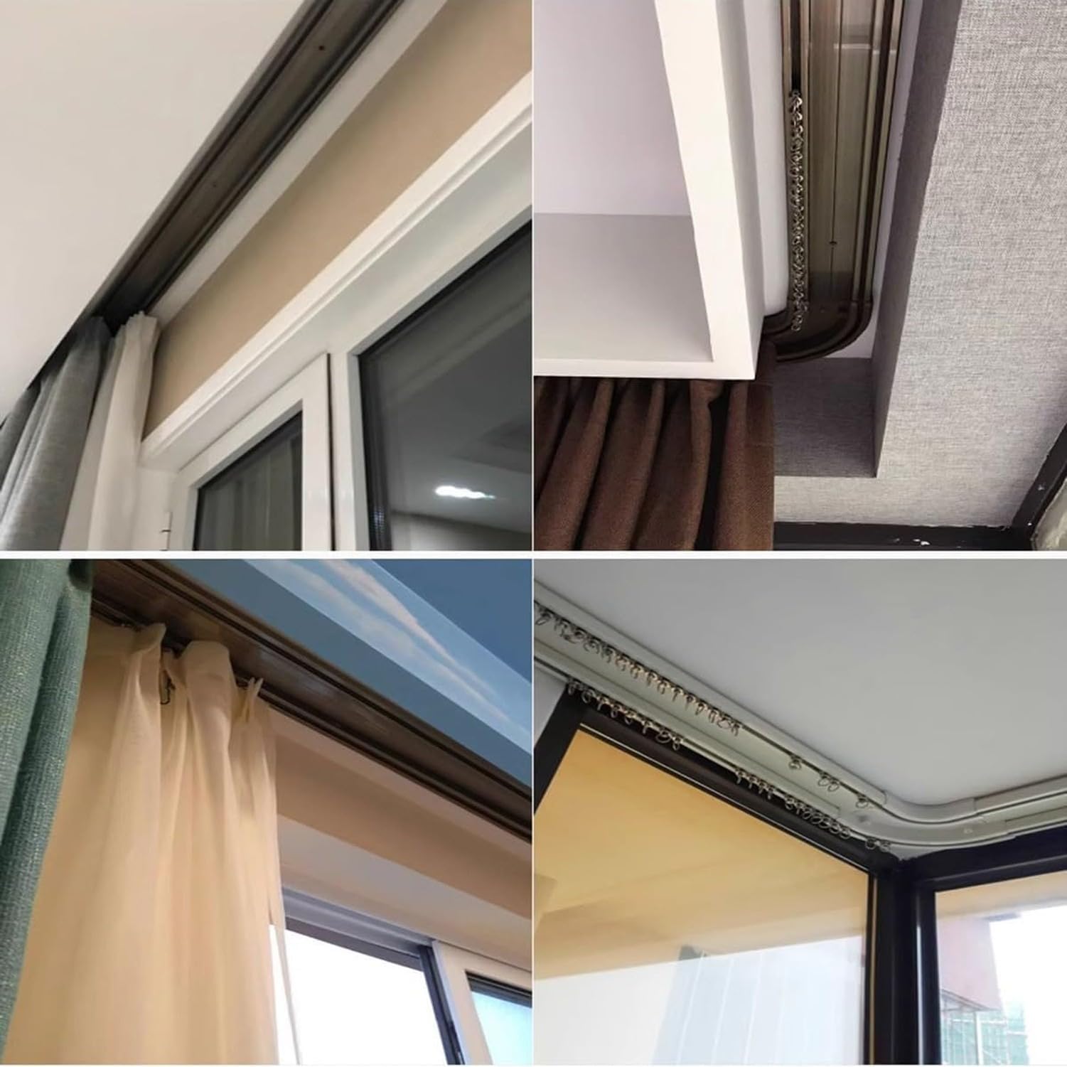 Binario Doppio Unito per da Soffitto, Rotala da per Finestre a Baia, Curtain Rod for Finestra U e L, Divisorio Ambiente Originale, White, 220cm(2 * 110cm)