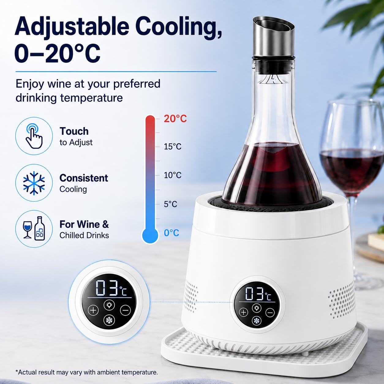 Décanteur électrique avec aérateur et distributeur pour vin rouge White