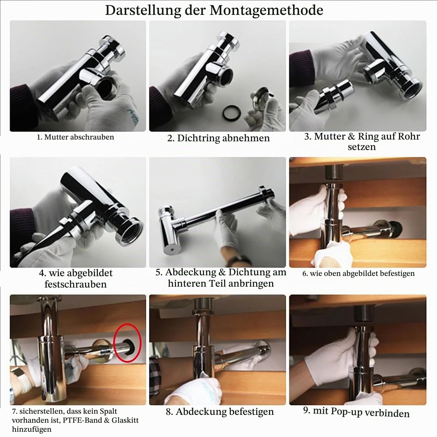 Design Siphon mit Pop Up Ventil Ablaufgarnitur für Waschbecken,1 1/4 zoll aus Messing Abflussgarnitur Abfluss für Bad, Geruchsverschluss inkl. Dichtungen, Schwarz Retro,Mit Ejektorventil