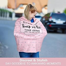 Metplus No Touch Sign Car Seat Cover for Babies, Mom Nursing Covers Breastfeeding Scarf, Multi Use Infant Carseat Canopy for Newborn Carrier/Stroller/Shopping Cart, Baby Shower Gifts for Boy Girl