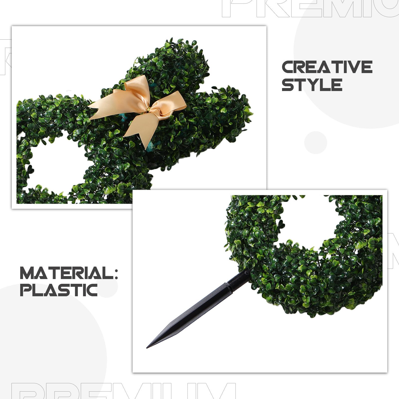 BESTonZON Künstlicher Hasen Topiary mit Stab, Grün, Kunststoff, Osterdeko