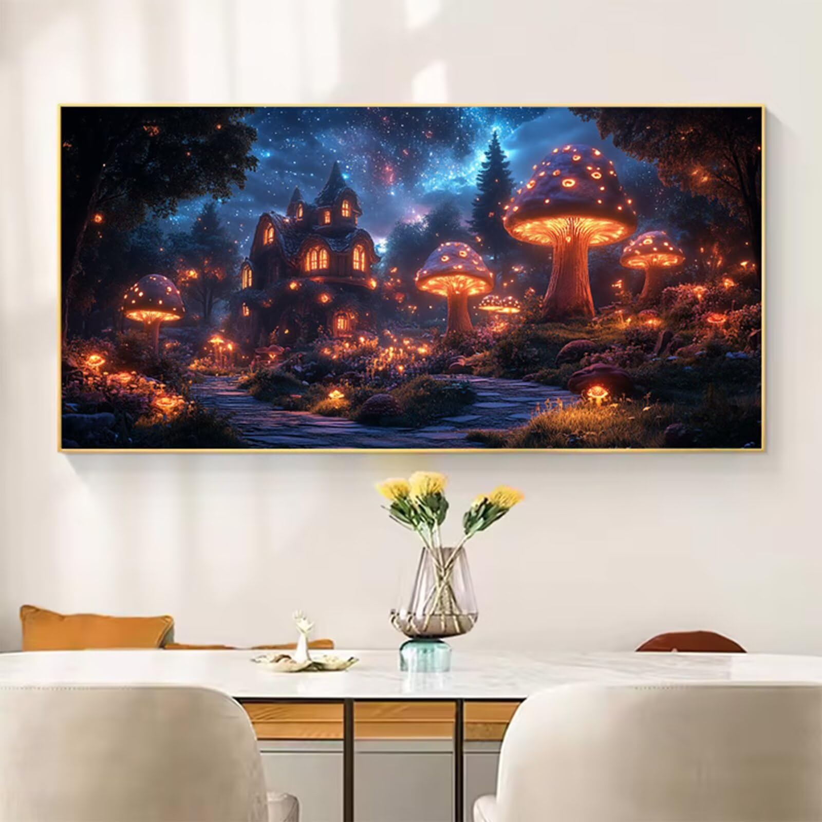 las malowanie według numerów dorosłych, DIY malowanie według numerów dorosłych, grzyb Paint by Numbers Adult Obraz olejny na płótnie z 3 pędzlami i pigmentem akrylowym Home Decor, 80x160cm J3-214