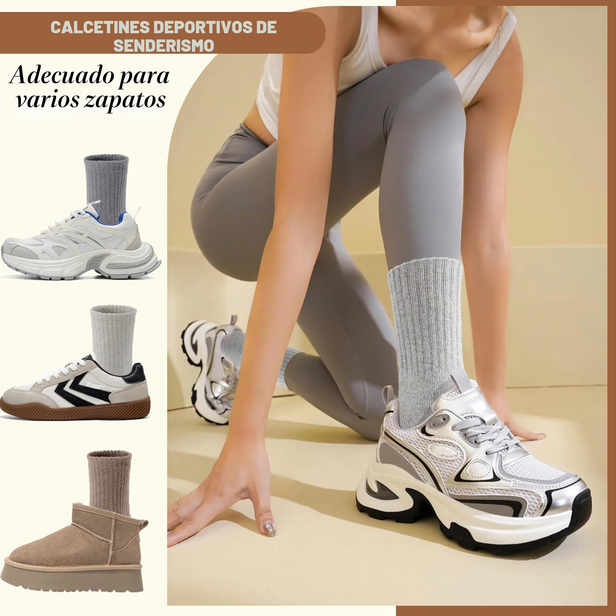 EBMORE 5 Pares Calcetines Termicos Invierno Mujer de Lana Merino, Calcetines Trabajo Gruesos y Cálidos para Mujer