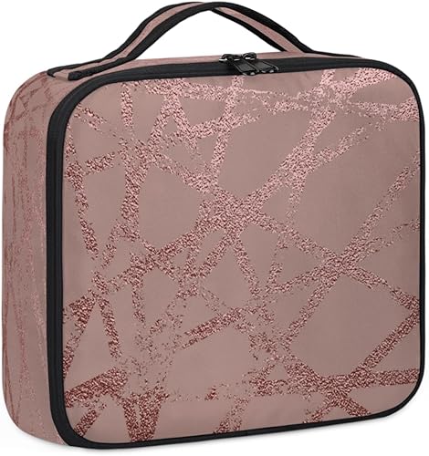 Miniatura 6 de Bolsa de maquillaje de viaje para mujer, grande, cuadrada, portátil, profesional, de tren de coqueta, estuche de cosméticos con asa, cuarzo rosa