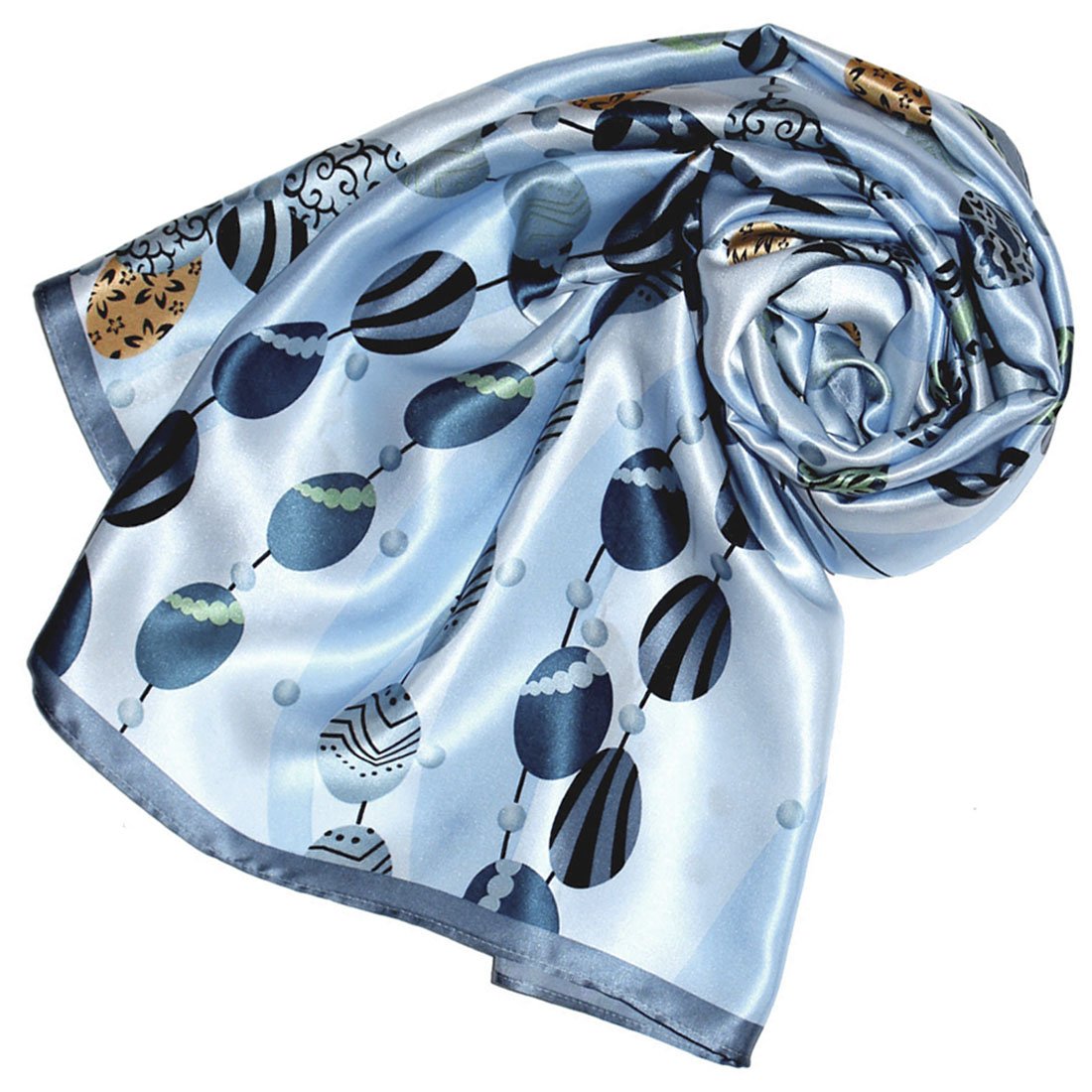 LORENZO CANA Luxus Seidentuch fuer Maedchen aufwändig bedruckt Tuch 100% Seide 90 x 90 cm harmonische Farben Schaltuch, Blaugrau, 90 x 90 cm