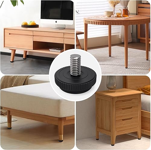 Miniatura 7 de Paquete de 16 nivelador de muebles de acero inoxidable 516-18 con rosca ajustable con rosca para muebles, niveladores de pie de rosca, niveladores