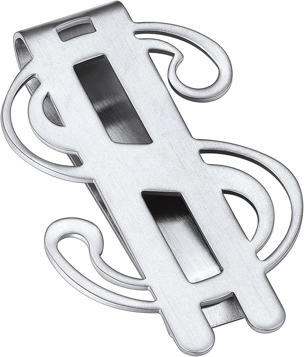 Stainless Steel Money Clip Slim Wallet Credit Business Card Holder for Men, Wallet Charms Gift for Father Dad Husband
