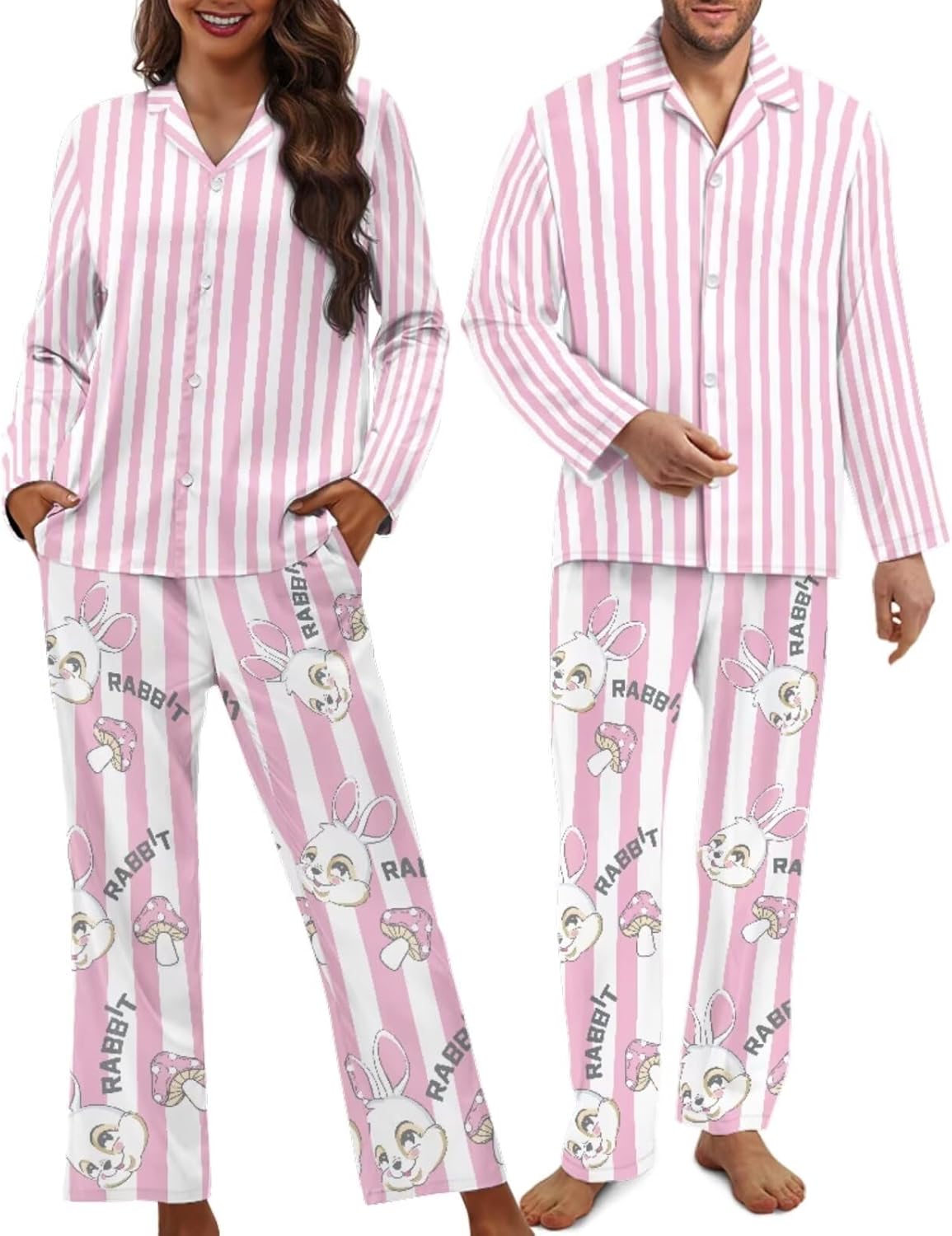Christmas Couples Matching Pajamas Christmas Style Print Pattern Pajama Set for Men and Women Soft Warm Pjs Set