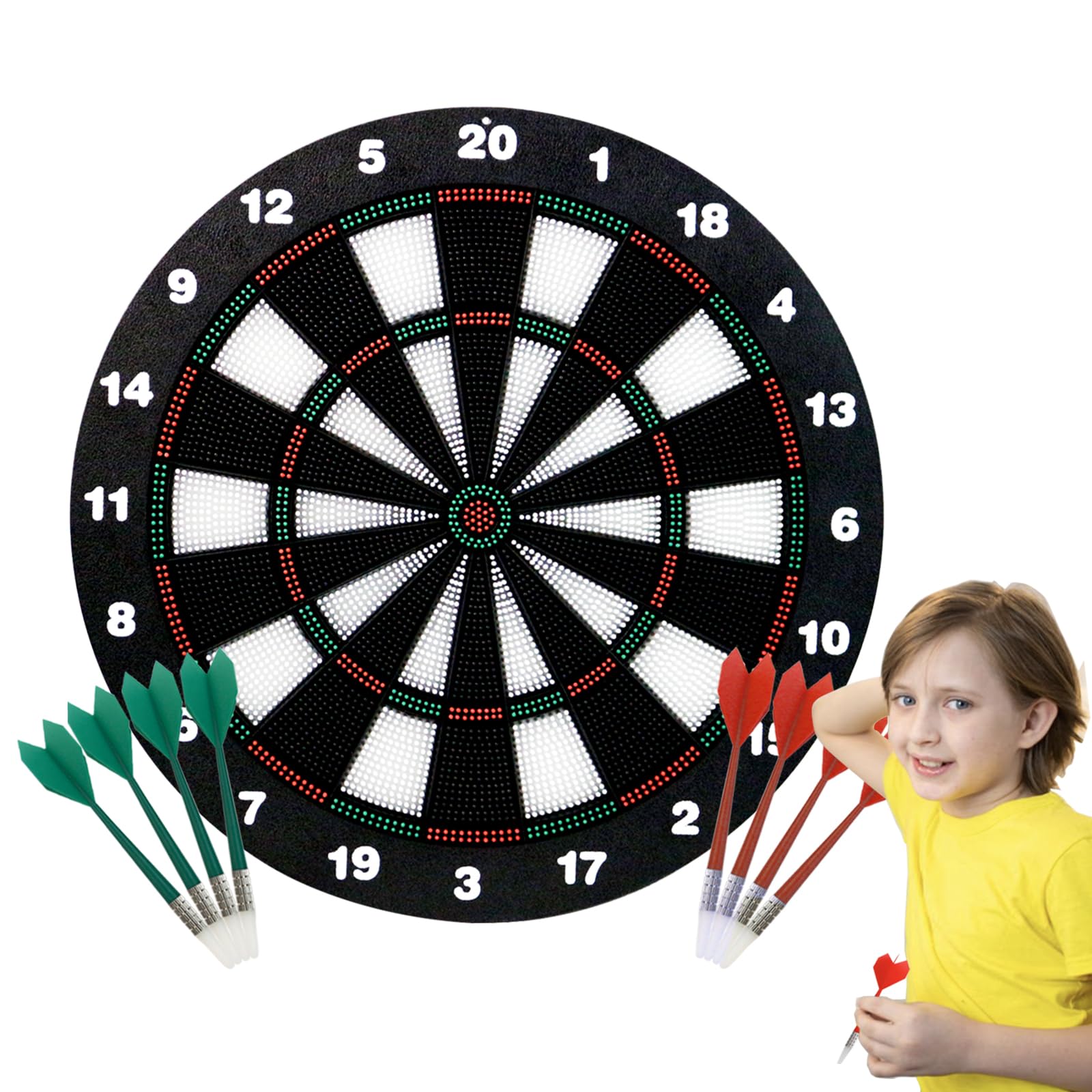 APEXDART Safe Soft Dartboard Γ42cm/16.5'' Set for Children and Adults with 8 Darts