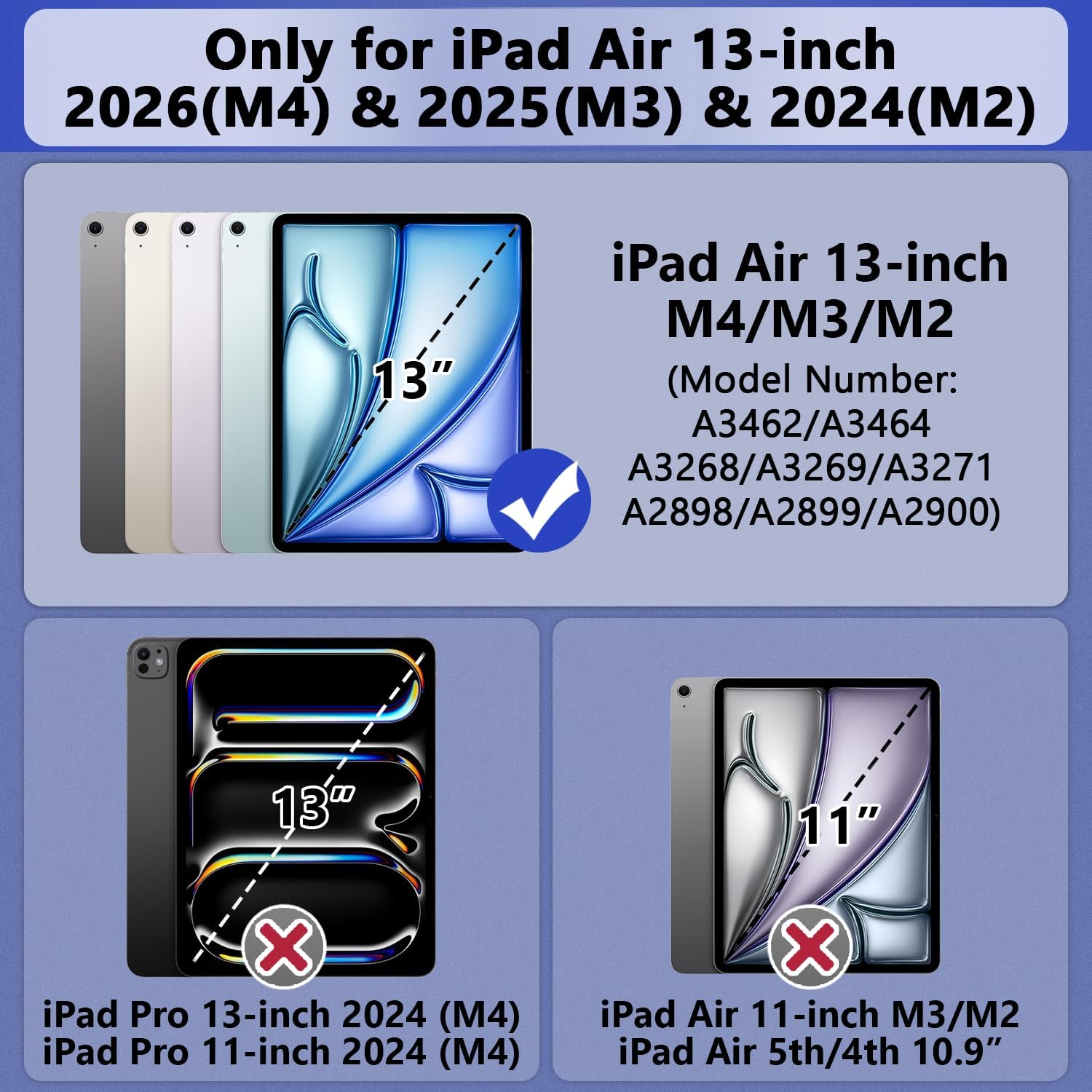 Grifobes for iPad Air 13 inch (M4/M3/M2) 2026/2025/2024, Heavy Duty Shockproof Rugged Protective Cover with Pencil Holder Built-in Stand for i Pad Air 6th Gen 13" (Green)