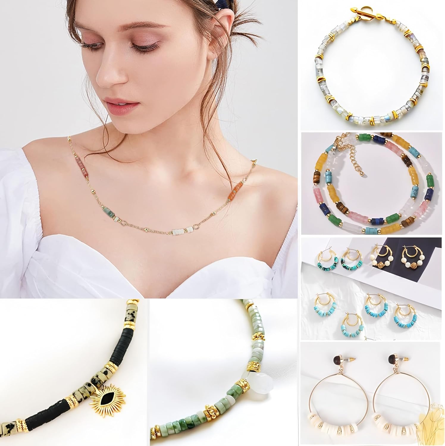 300pcs Natural Stone Heishi Beads 2x4mm Blue Turquoise Small Disc Gemstone Loose Spacer Beads for Jewelry Making 2 Strands 32 Inch - Image 5