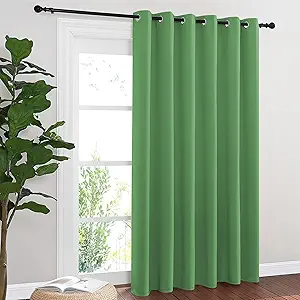 NICETOWN Blackout Sliding Door Curtains 84 Inch Length, Extra Wide Room Divider Grommet Energy Saving Thermal Insulated Curtain for Patio Door Window(W80 x L84, 1 Panel, Froest Green)