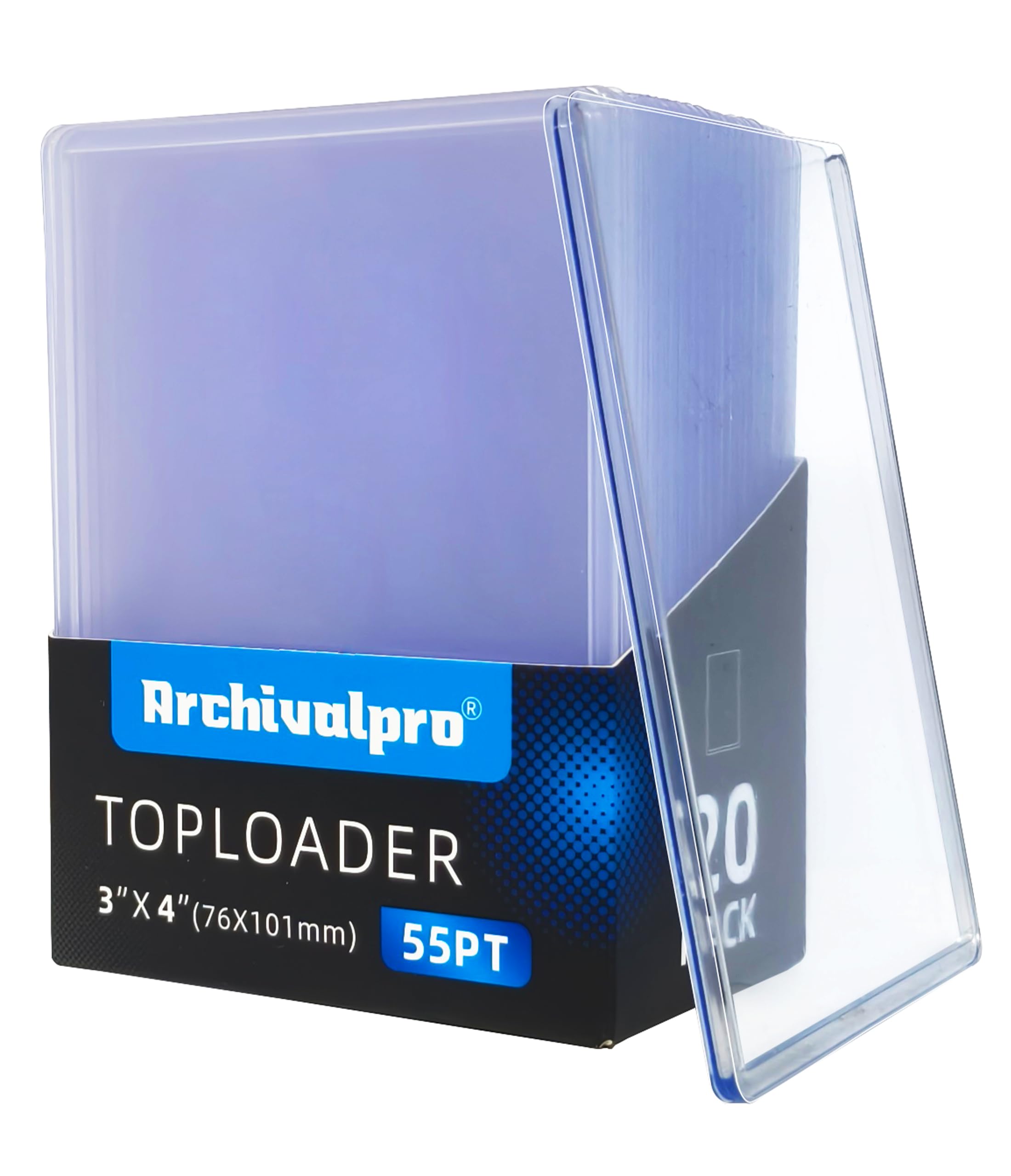 ARCHIVALPRO 55PT Toploader Card Sleeves 20 pcs 3"x4" Ultro Clear Cards Holder Top Loaders for Cards for Trading Cards(20PK,55PT)