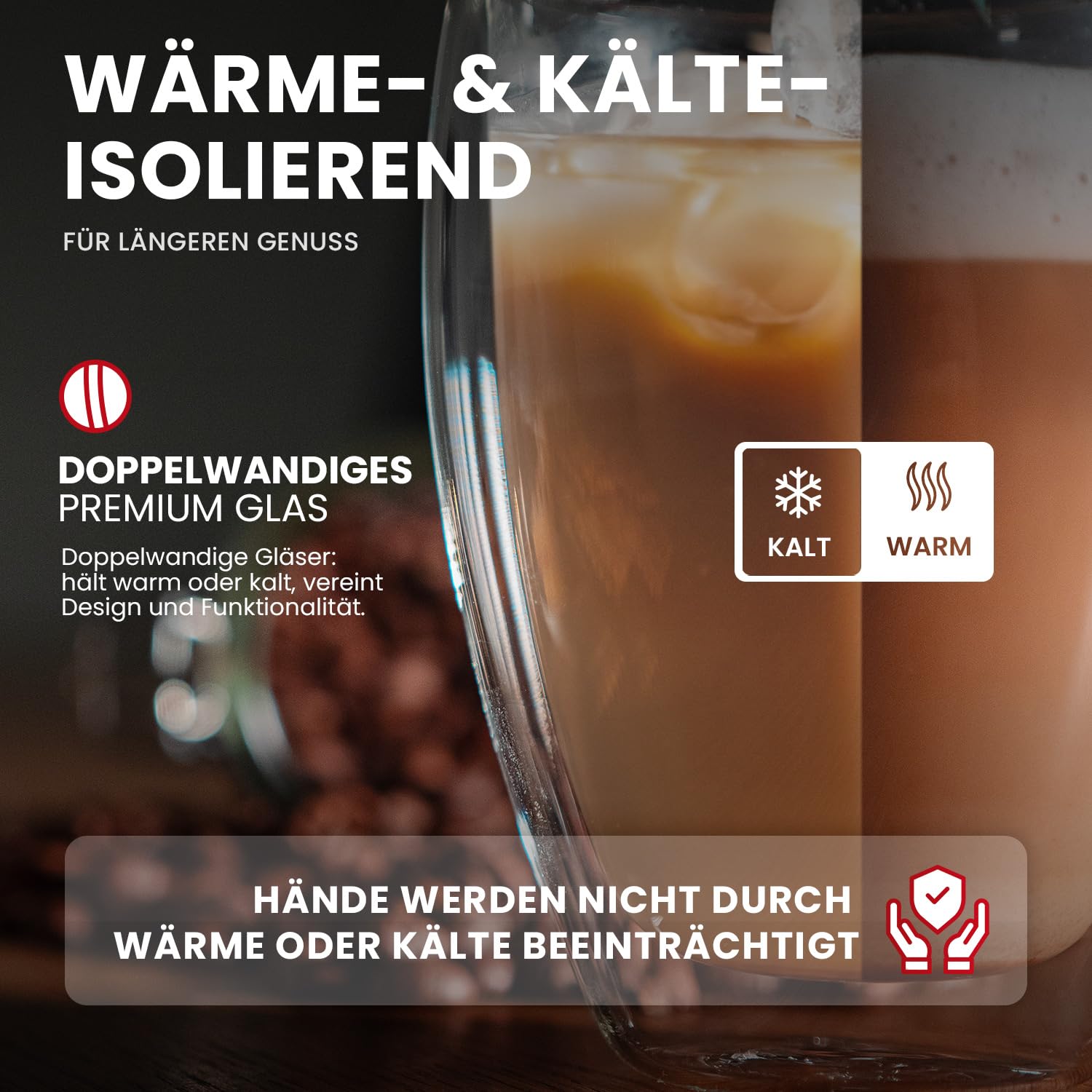 Set Di 2 Bicchieri In Vetro A Doppia Parete 250 Ml Per Caffè, Latte Macchiato, Cappuccino – Termici E Lavabili In Lavastoviglie
