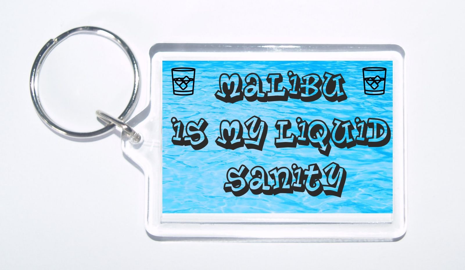 Clare's Cosmetics Fun Malibu Lover Gift - Malibu Is My Liquid Sanity - Novelty Keyring