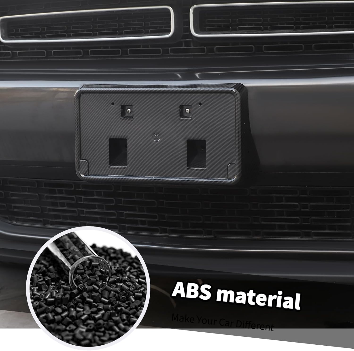 Jimen for Challenger License Plate Holder, Front License Plate Frame Mount Bracket Compatible with Dodge Challenger 2010-2023 (Carbon Fiber)