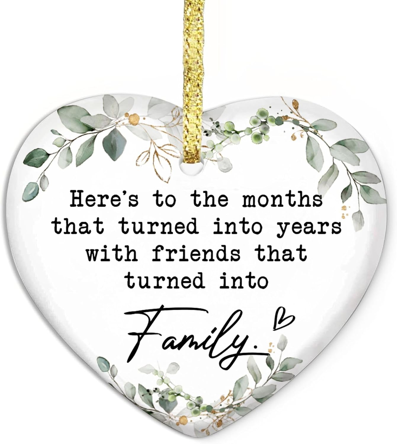 GOSSBY Friendship Ornament for Women for Friend - Friends That Turned into Family - Heart-Shaped Ceramic Xmas Decoration for Tree 2025 - Image 8