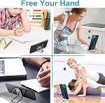 Cell Phone Ring Holder Finger Kickstand, CLZWiiN Foldable 360° Rotation Cellphone Stand for Desk, Office Desktop, Magnetic Car Mount, Metal Multi-Angle for Phone Back Grip (Gun Black)