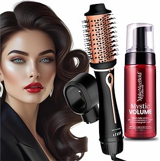Mystic Volume Hair Styling Foam (150ml) & 3-in-1 Hot Air Brush | Instant Volumizer for Fine Hair | 1200W Hair Dryer, Straightener & Blow Dryer Brush | Paraben-Free, Sulphate-Free, Vegan