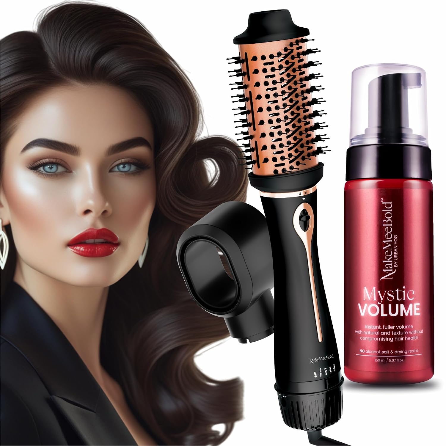 MakeMeeBold Mystic Volume Hair Styling Foam (150ml) & 3-in-1 Hot Air Brush | Instant Volumizer for Fine Hair | 1200W Hair ... - Review, Price and Buying Guide