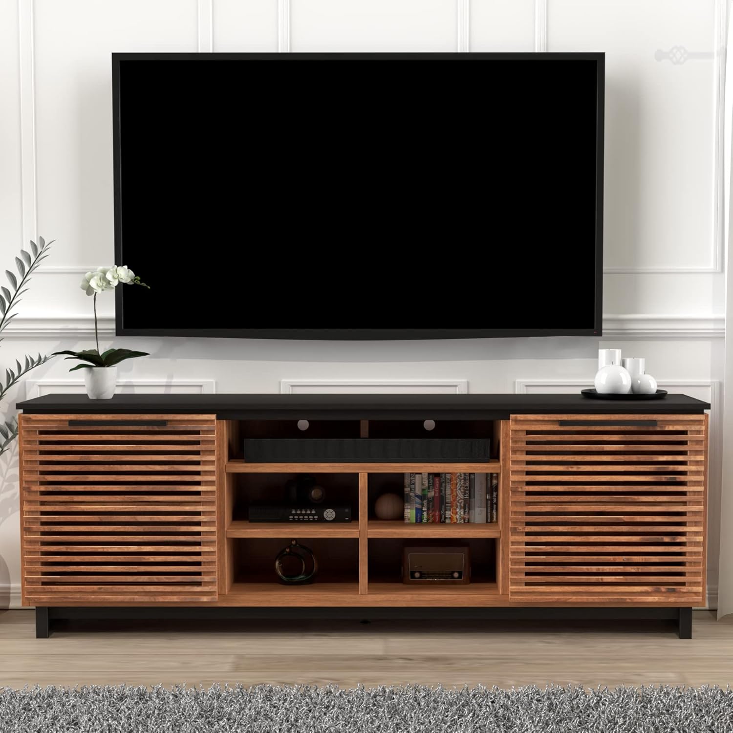 Bridgevine Home Graceland Modern TV Stand Entertainment Center, 85 inches