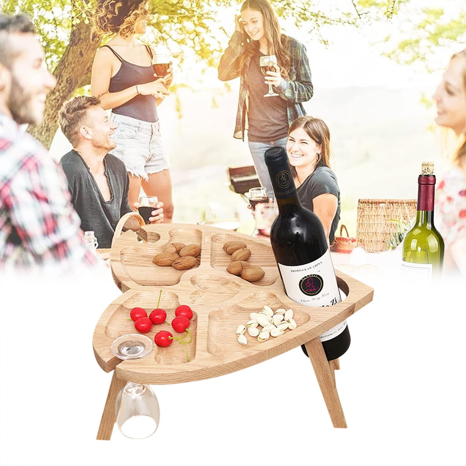 Kit Porte-Bouteille Et Porte-Verres En Acier - 3 Pièces - Pour Pique-nique, Camping Et Barbecue