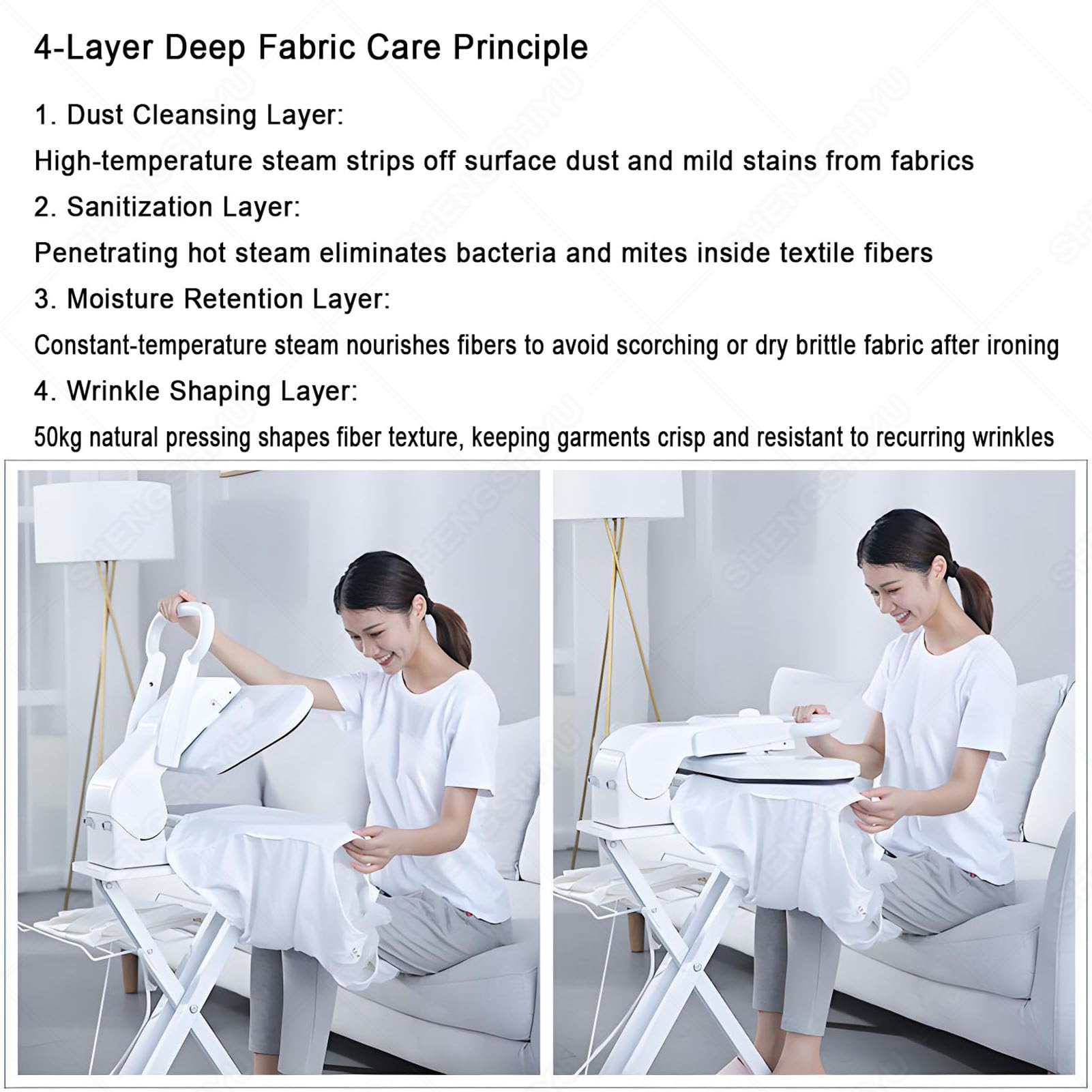 Ferro da Stiro a Vapore 1800W,Automatic Ironing Machine 1800W,Serbatoio 300ml Integrato,Regolazione Temperatura,Doppia Piastra 800×310mm,Pressione 50kg