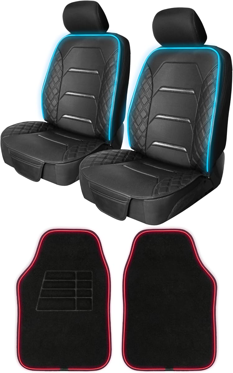 LED Car Seat Covers & Floor Mats Car Lights Up Seat Covers Multi Color Car Floor Mats Seat Covers for Cars SUV Truck Automotive Interior Lights for Car Accessories