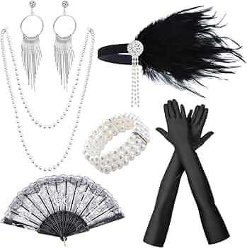 LUFEIS Accessoires Gatsby Costume Set, Accessoire Charleston Femme Annee 20 1920s Accessoires De Deguisement Annees 1920 En Amz B