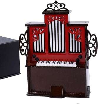Wooden Miniature Pipe Organ with Case Mini Musical Instrument Pipe Organ Replica Collectible Figurines Christmas Home Decoration Display Ornament Birthday Gifts Model 4.65"x3.91"x1.51"