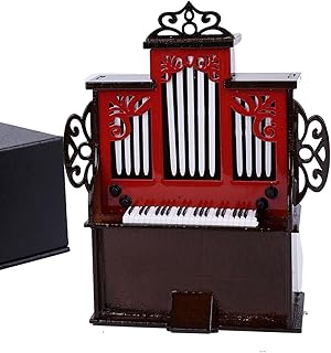 Wooden Miniature Pipe Organ with Case Mini Musical Instrument Pipe Organ Replica Collectible Figurines Dollhouse Accessories Model Home Decoration Display Ornament (4.65"x3.91"x1.51")