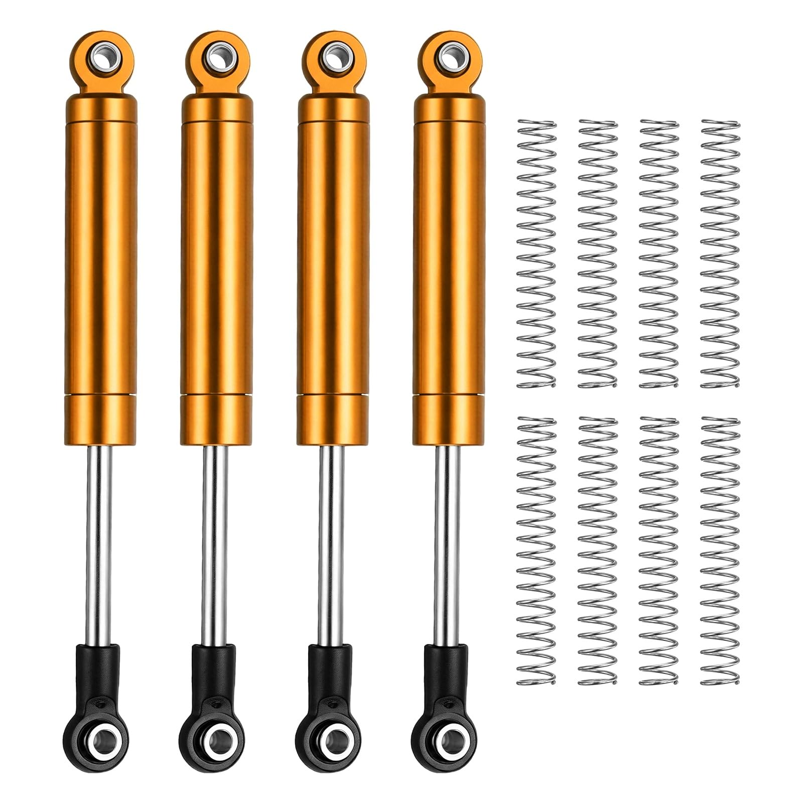 Rebower RC Shock Absorber (with Internal Spring Spare Springs), [for 1/10 RC Crawler ] - 76-101mm / Gold / 4 Pcs
