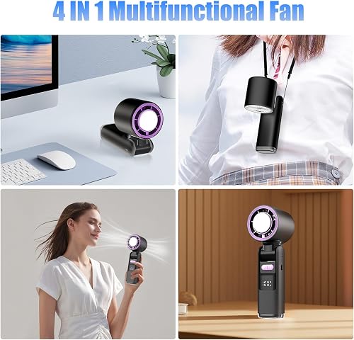 HUAJUN Ventilateur Portable à Main,Mini Ventilateur Turbo Réglable en Vitesse(de 1 à 100),Batterie de 4000mAh avec Corps en Métal,Affichage Numérique,pour Maison, le Bureau,Voyage,Extérieur - 6