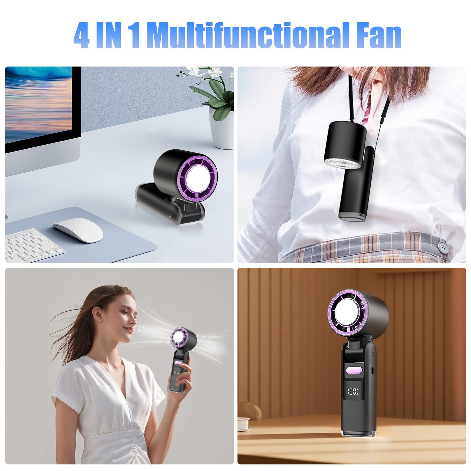 Mini Ventilateur Portable, Avec Batterie Rechargeable De 4500 Mah