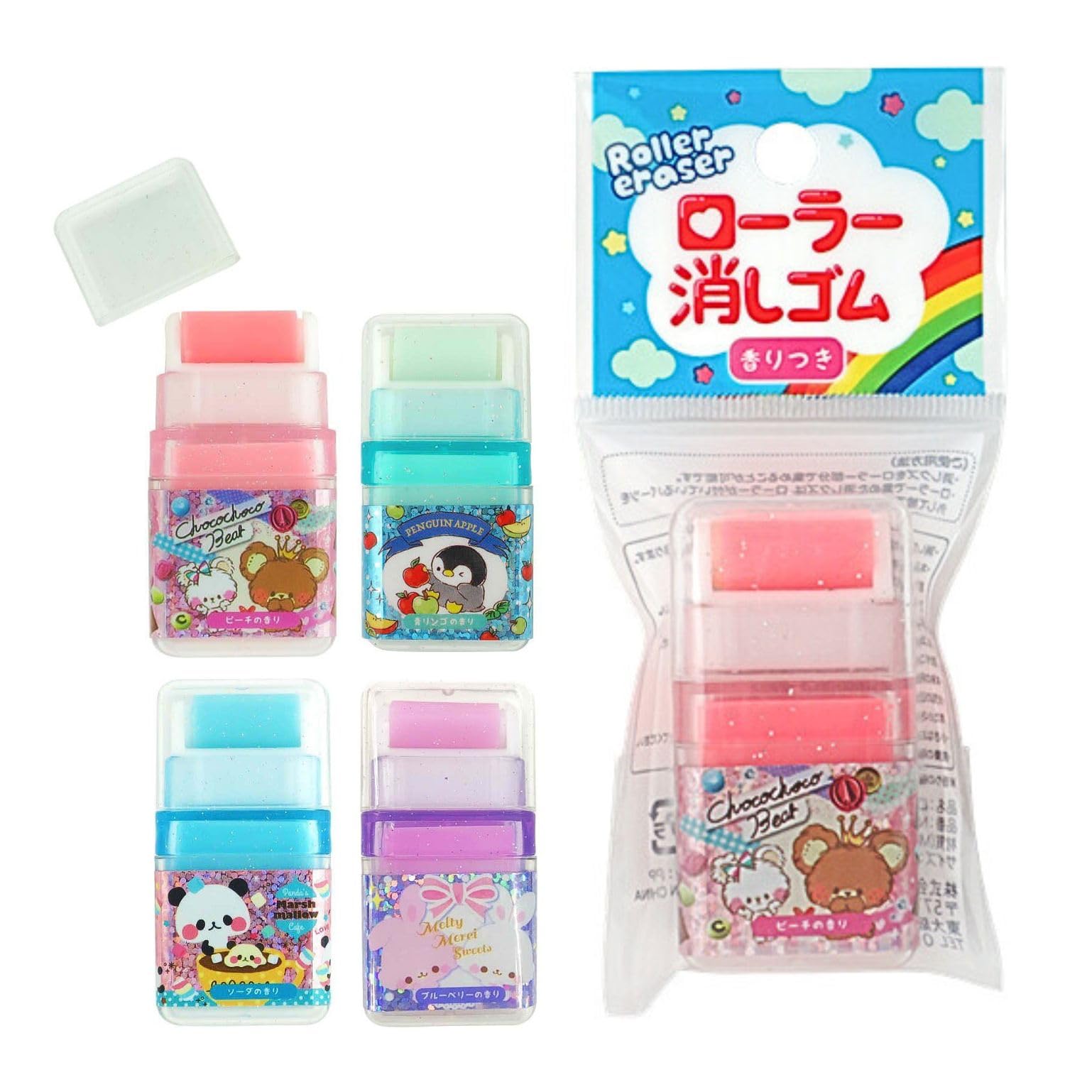 Amazon.co.jp: ローラー消しゴム (香り付) 4個セット : おもちゃ
