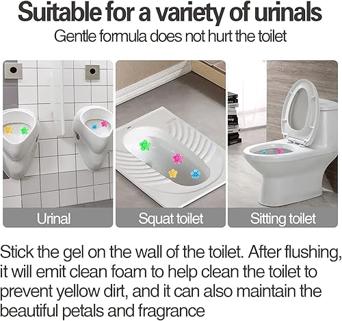 Miniatura 4 de EKE Gel de inodoro, ambientador de limpieza para eliminar manchas de inodoro, 72 sellos de flores, paquete de 6 aromas