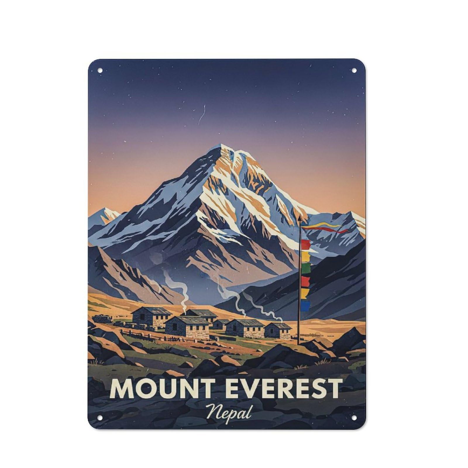 Junmoney Style-24 Retro Metal Wall Plaque 40X30cm Featuring Mount Everest Nepal Vintage, Room Wall Plaque For Hallway, Home Bar, Garage Or Study