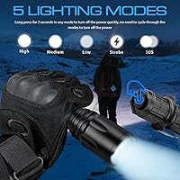 Vista 3 de WholeFire Linternas de riel Picatinny de 5000 lúmenes, 5 modos de luz recargable, linterna táctica para rifle con montaje de rieles Picatinny e