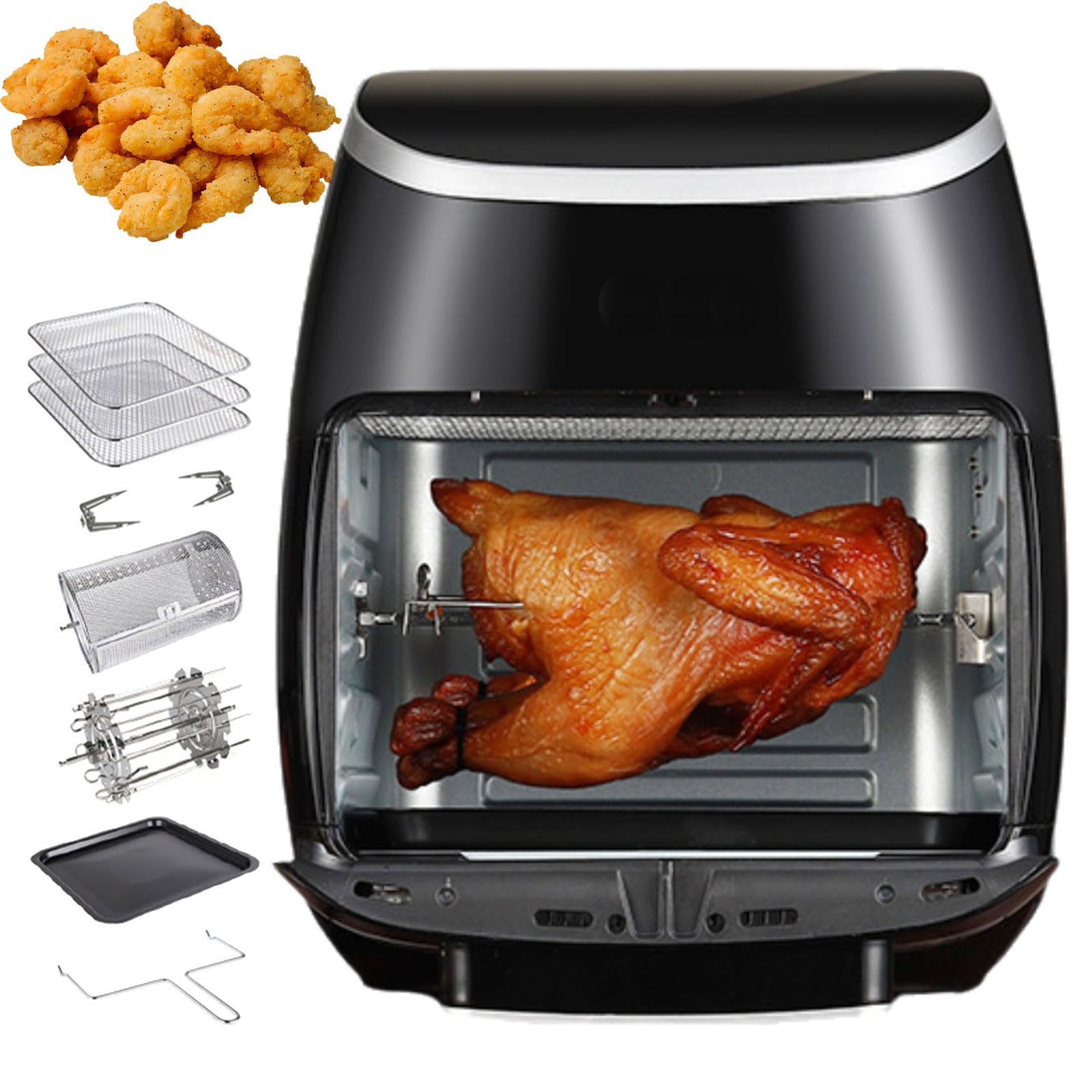 ZbOLi Forno Combo Friggitrice ad Aria da 11 Litri, Forno a Convezione Antiaderente da Controsoffitto con Controllo di Tempo e Temperatura, Touch Screen Digitale LED da 2000 W Friggitrice Senza Olio