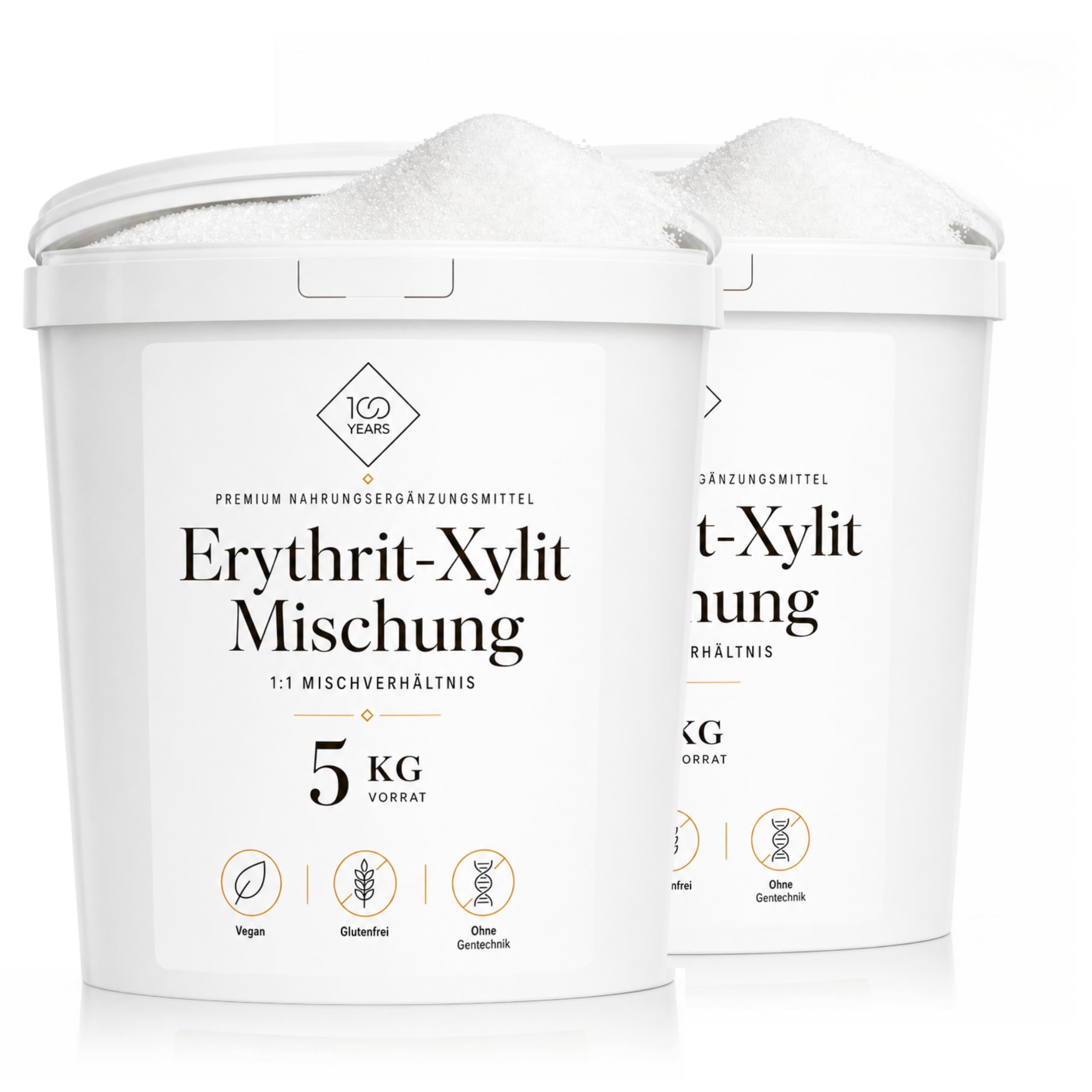 2 x 5 kg wiaderko erytrytol mieszanka ksylitolu – 1:1 zamiennik cukru, mieszanka erytrytolu i ksylitolu, niskokaloryczna alternatywa cukru, bez cukru, do pieczenia, gotowania i słodzenia kawy, herbaty