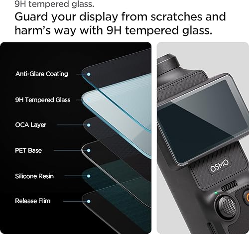 Miniatura 5 de Spigen Protector de pantalla de vidrio templado GlasTR Slim diseñado para DJI Osmo Pocket 3 2 unidades  Protector de pantalla táctil trasera