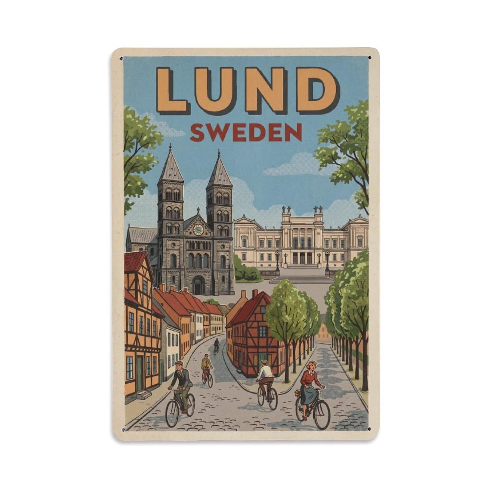 Sweden Lund Retro Travel Metal Tin Sign
