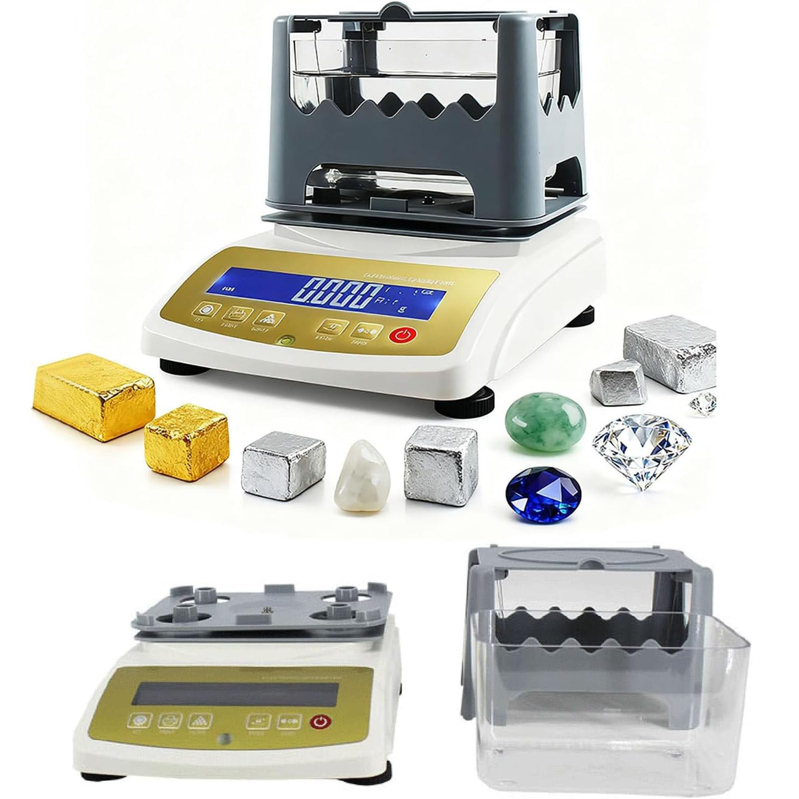 HaiZethonic Digital Gold and Silver Tester Machine, 0.001g/Cm³ Accuracy Gold Tester for Gold, Platinum, Palladium, Jewelry/Pawn Shop/Refinery Precious Metal Tester,Noprinter 300g