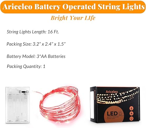 Miniatura 55 de Tira de luces de cobre, de pilas, mini luces para habitación, Navidad, Fiestas, Boda, centro de mesa, decoración Blanco frío