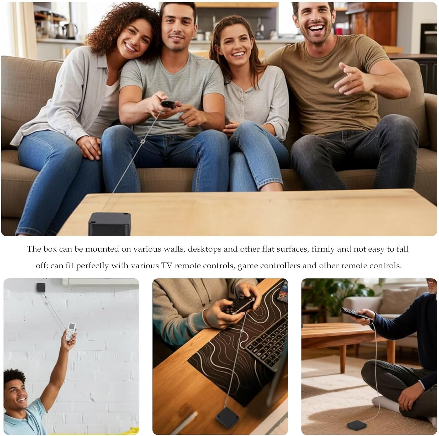 [2026 New] 2 Retractable Remote Control Tether Locks, 4 Replacement Adhesive Pads, 2 Hex Wrenches, Fit for TV & Gaming Controllers Remote Control, 6.56FT Retractable Locking Cable