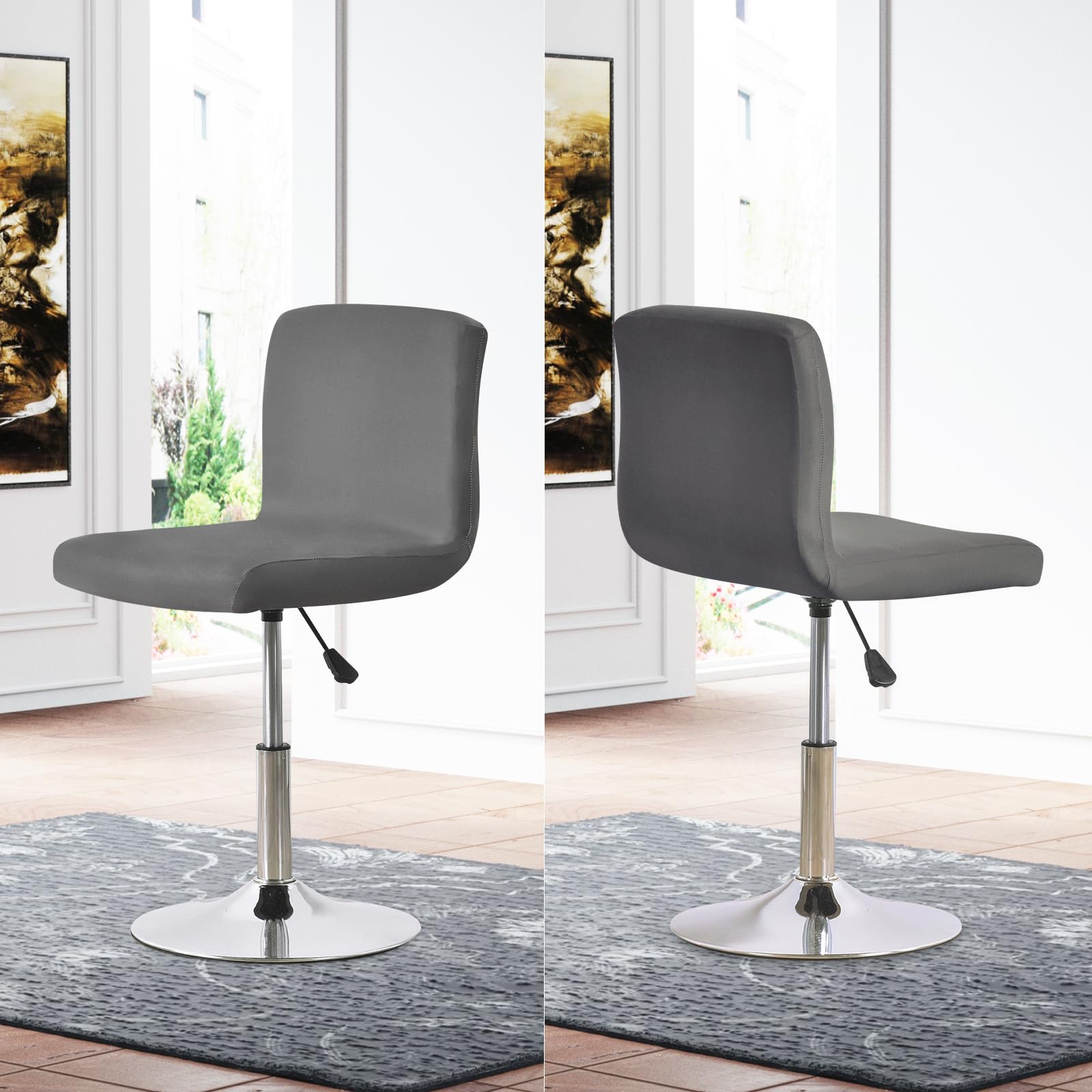 Housses De Chaise De Bar Minicloss - Lot De 4 - Gris Foncé - Élastique Et Lavable - Pour Chaises Pivotantes