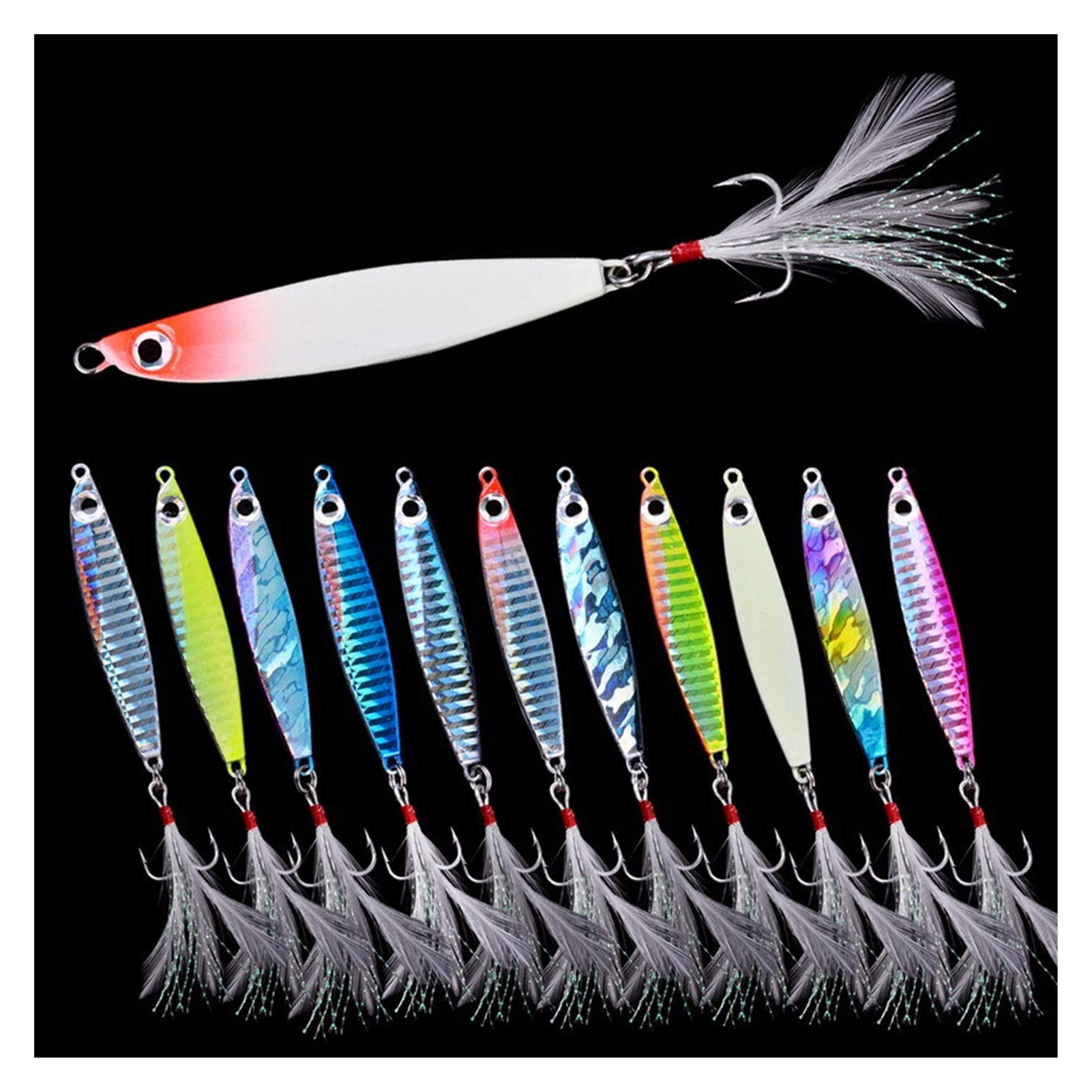 12 pièces leurres en métal 7g 12g 17g 22g 30g gabarits en métal cuillère de pêche appât coulant leurre gabarits Vibration Lame for brochet Bar pêche en mer