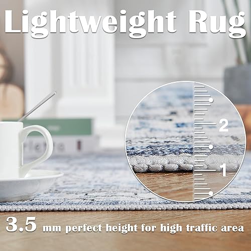 Miniatura 5 de jinchan Alfombra marroquí de 5 x 7 pies, lavable, diseño de medallones florales, enrejado marroquí, antideslizante, alfombra de cocina vintage,