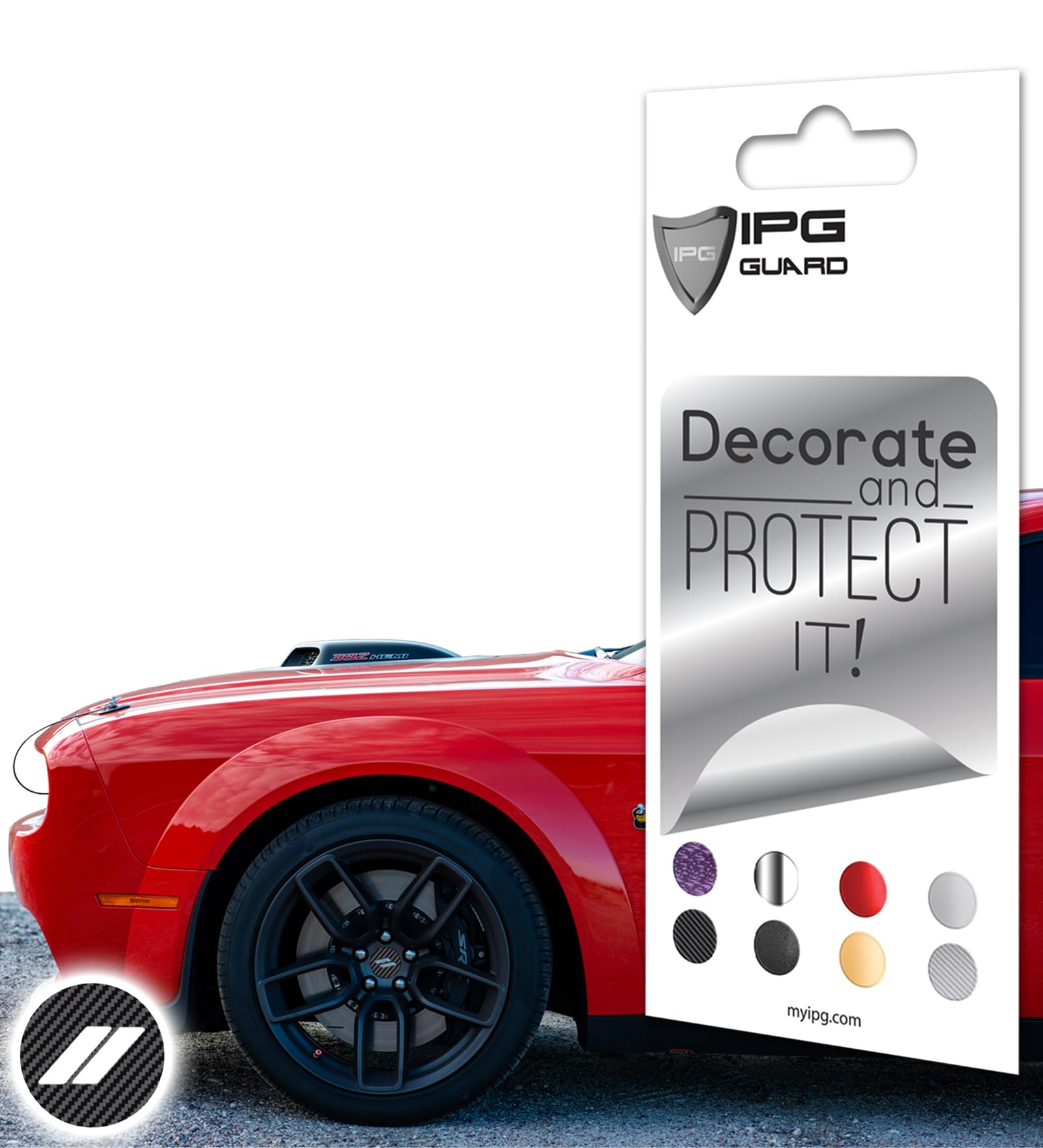 IPG Compatible with Dodge Charger, Challenger, Durango (2017–2023) Wheel Center Cap Overlay Decal Sticker Wrap Kit – Hash Rhombus Design – Personalize Your Vehicle (Outer Logo, Black Carbon Fiber)