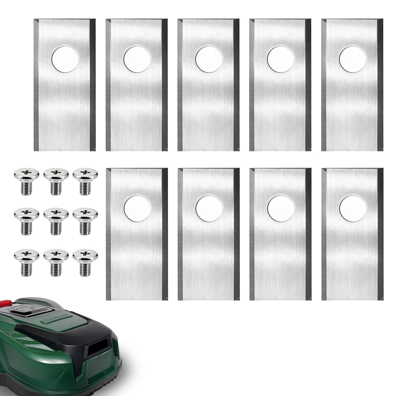 Blades Robotic Lawnmower Blade Replacement Blade for Parkside - 9 Pieces Replacement Blades Robotic Lawnmower for Parkside PMRA/PMRDA, Lawnmower Blades with Screws, Stainless Steel Replacement Blades